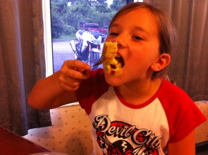 Helen enjoys her Western Omelet